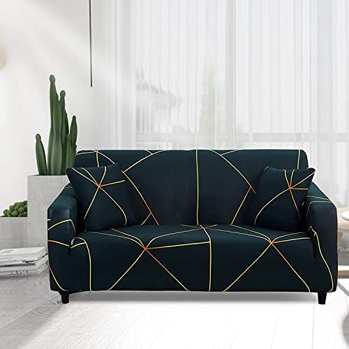 House of Quirk Universal Triple Seater Sofa Cover Big Elasticity Cover for Couch Flexible Stretch Sofa Slipcover 140 GSM (Green Gold Prism, 185-230cm) - Image 2
