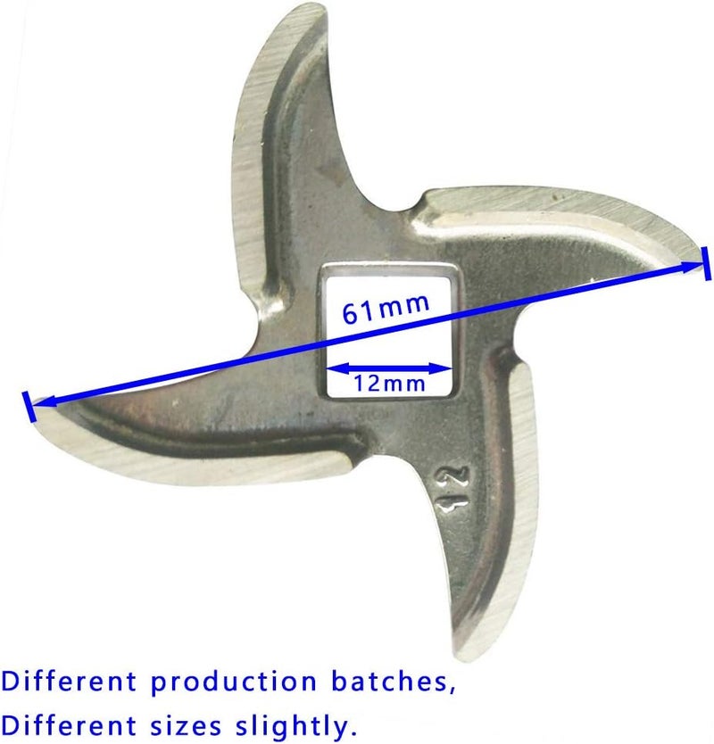 VTurboWay 2 Pack #12 Meat Grinder Blade Stainless Steel Knife Cutter Replacement for Grinders, Please check the size and shape - Image 3