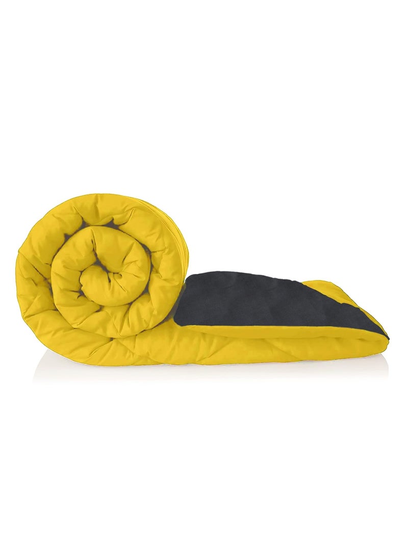 THE HOME TALK THE HOME TALK Cotton Duvet Blanket Bed Comforter Heavy Weight Polyester Filling Soft Single Bed All Weather Quilt AC Winter Blanket 60X90 INCH 200 GSM Mustard Grey  - Image 1