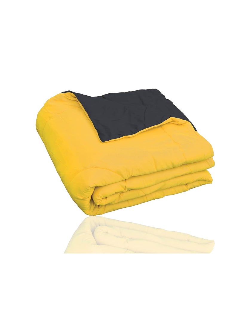 THE HOME TALK THE HOME TALK Cotton Duvet Blanket Bed Comforter Heavy Weight Polyester Filling Soft Single Bed All Weather Quilt AC Winter Blanket 60X90 INCH 200 GSM Mustard Grey  - Image 4