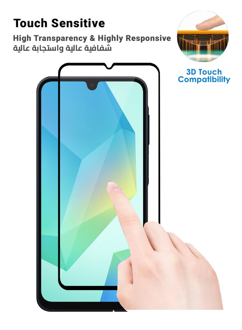 واقي شاشة سامسونج جالكسي A16، قطعتان - زجاج مقسّى فاخر لتغطية الشاشة بالكامل لهاتف سامسونج جالكسي A16، شفافية عالية، لمسة رقيقة، مضاد للانفجار، حواف مقوسة ناعمة، سهل التركيب - Image 3