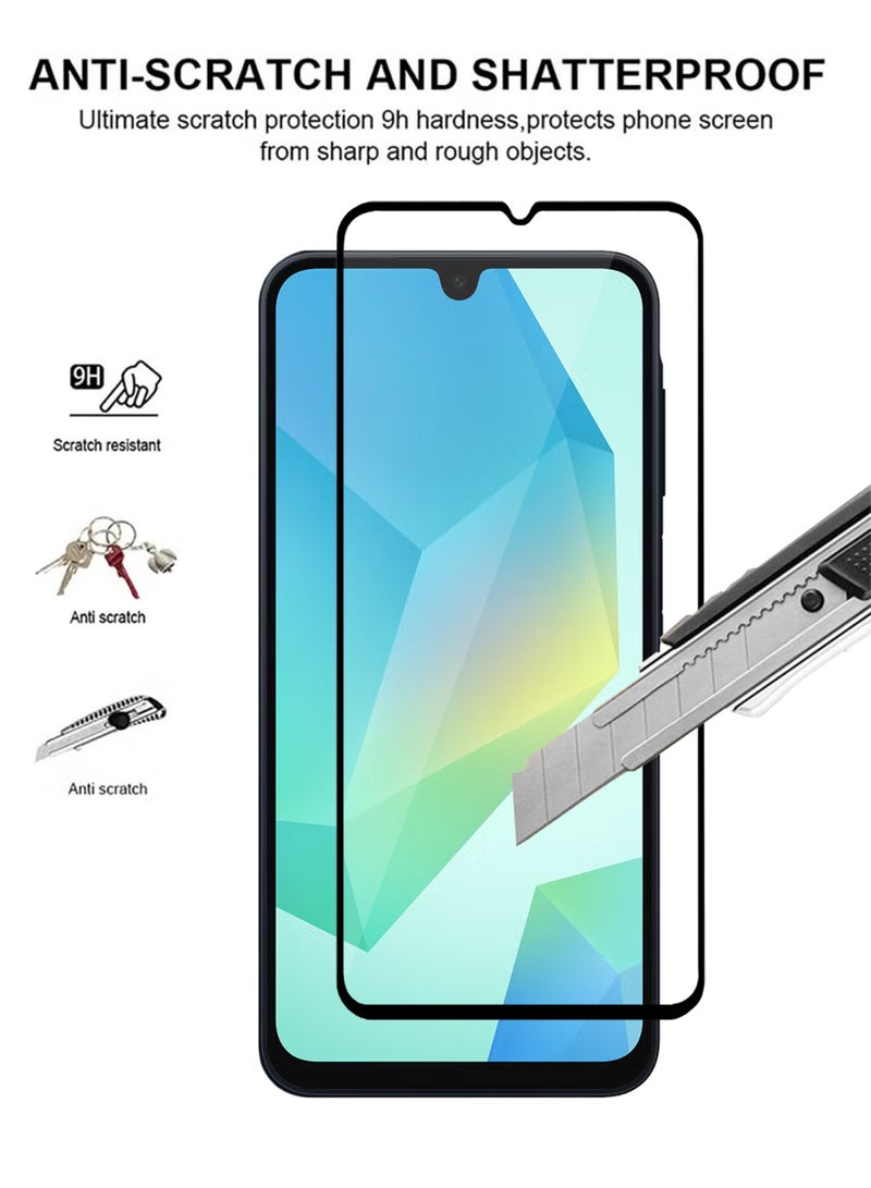 واقي شاشة سامسونج جالكسي A16، قطعتان - زجاج مقسّى فاخر لتغطية الشاشة بالكامل لهاتف سامسونج جالكسي A16، شفافية عالية، لمسة رقيقة، مضاد للانفجار، حواف مقوسة ناعمة، سهل التركيب - Image 2