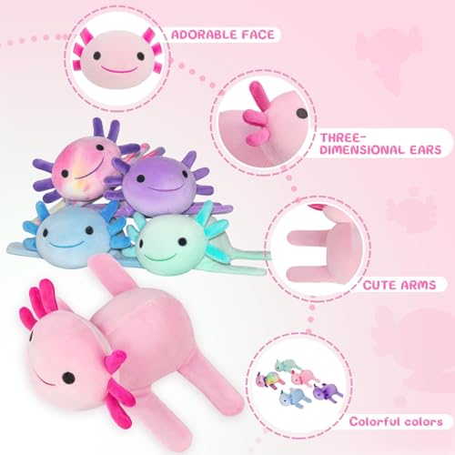 DYBFONO Huggers AxolotlStuffed Axolotl Slap Bracelet for KidsCute Animal Book BuddyFun Axolotle Toys for Boys and GirlsPink - Image 3
