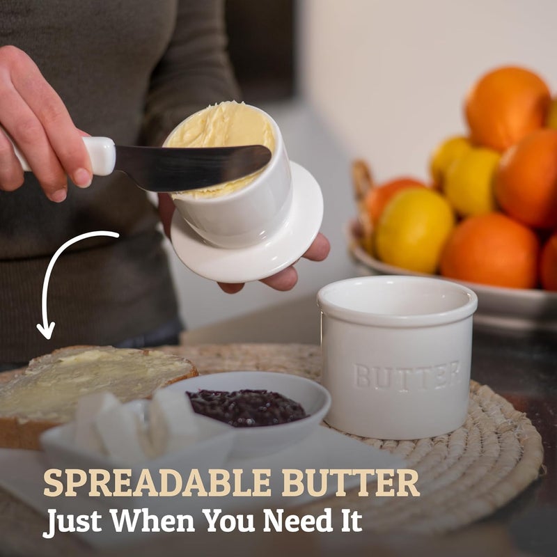 Priority Chef Butter Crock with Lid with Water Line, Ceramic French Butter Dish to Leave On Counter, White - Image 3