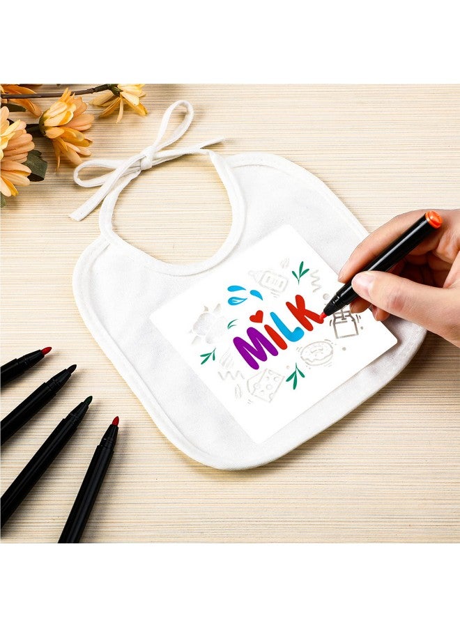 Jutom Jutom 38 Pcs DIY Baby Bibs Decorating Kit 14 Bibs 14 Stencils 10 Fabric Markers 2 Ply Feeder Bibs Design Bib for Shower Games(White)  - Image 3