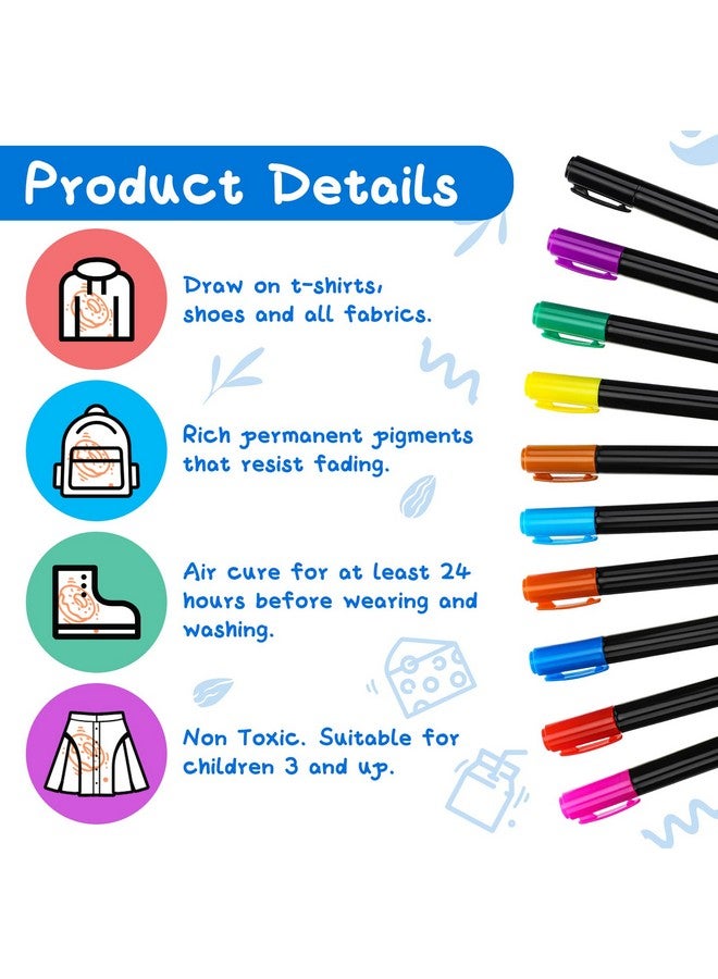 Jutom Jutom 38 Pcs DIY Baby Bibs Decorating Kit 14 Bibs 14 Stencils 10 Fabric Markers 2 Ply Feeder Bibs Design Bib for Shower Games(White)  - Image 2