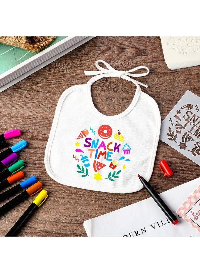 Jutom Jutom 38 Pcs DIY Baby Bibs Decorating Kit 14 Bibs 14 Stencils 10 Fabric Markers 2 Ply Feeder Bibs Design Bib for Shower Games(White)  - Image 4