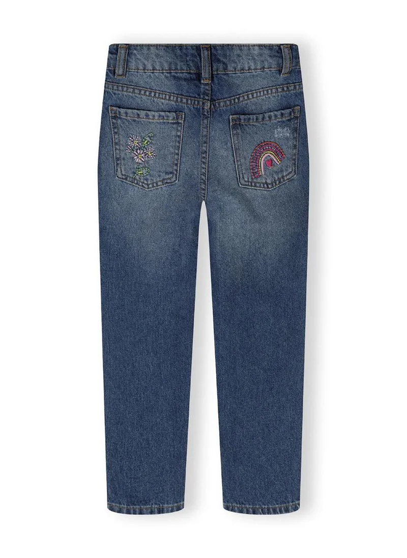 مينوتي Kids Girls Embroidered Straight Leg Jean