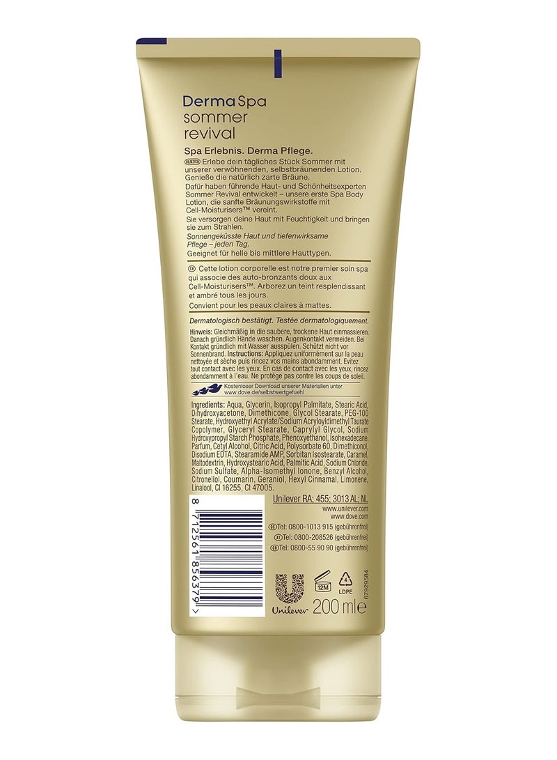 Dove ديرما سبا صيفي مجدد للبشرة الفاتحة إلى المتوسطة 200 مل - Image 2