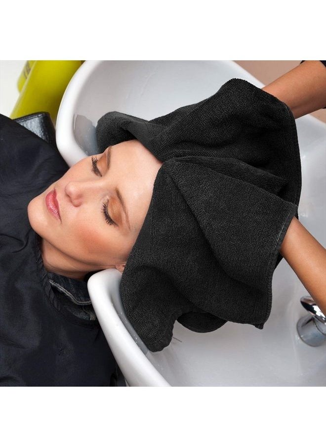 Utopia Towels - Salon Towel, Pack of 24 (Not Bleach Proof, 16 x 27 Inches) Highly Absorbent Cotton Towels for Hand, Gym, Beauty, Spa, and Home Hair Care, Black - Image 1