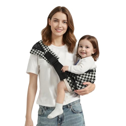 Shiaon Baby Sling Carrier Newborn to Toddler, Adjustable Toddler Carrier Sling Baby Carrier Toddlers Sling Carriers Hip Carriers for 8-40lbs, Black Houndstooth - Image 1