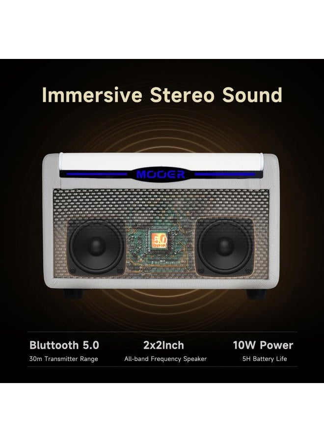 Mooer Sd10I 10W Guitar Amplifier for Practice with Smart Effects App, Portable Led Light Stero Sound, 49 Types, 52 Models Amplifier, Loop, Electronic Drums, Bass Tuner ( - Image 2