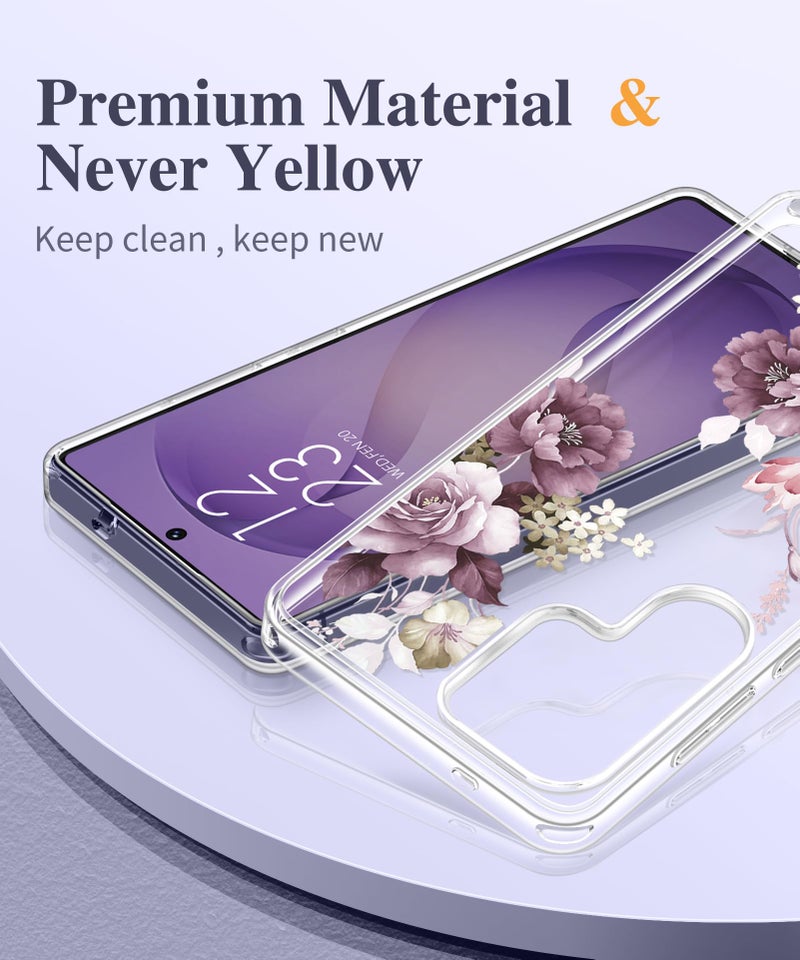GVIEWIN for Samsung Galaxy S26 Ultra Case, Clear Floral Slim Shockproof Protective Women Phone Case, Non-Yellowing, with Screen Protector & Camera Lens Protector for S26 Ultra 6.9", Cherry Blossoms - Image 3