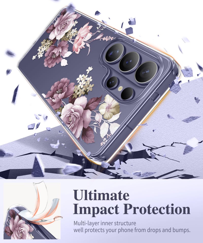 GVIEWIN for Samsung Galaxy S26 Ultra Case, Clear Floral Slim Shockproof Protective Women Phone Case, Non-Yellowing, with Screen Protector & Camera Lens Protector for S26 Ultra 6.9", Cherry Blossoms - Image 4