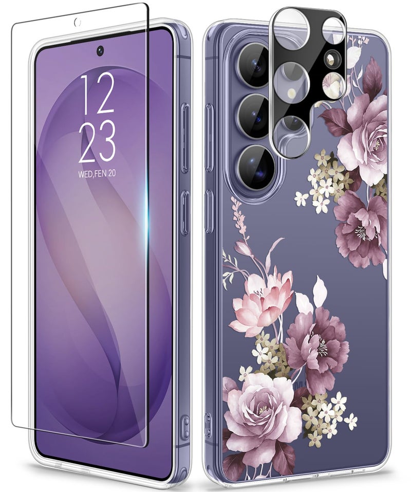 GVIEWIN for Samsung Galaxy S26 Ultra Case, Clear Floral Slim Shockproof Protective Women Phone Case, Non-Yellowing, with Screen Protector & Camera Lens Protector for S26 Ultra 6.9", Cherry Blossoms - Image 1