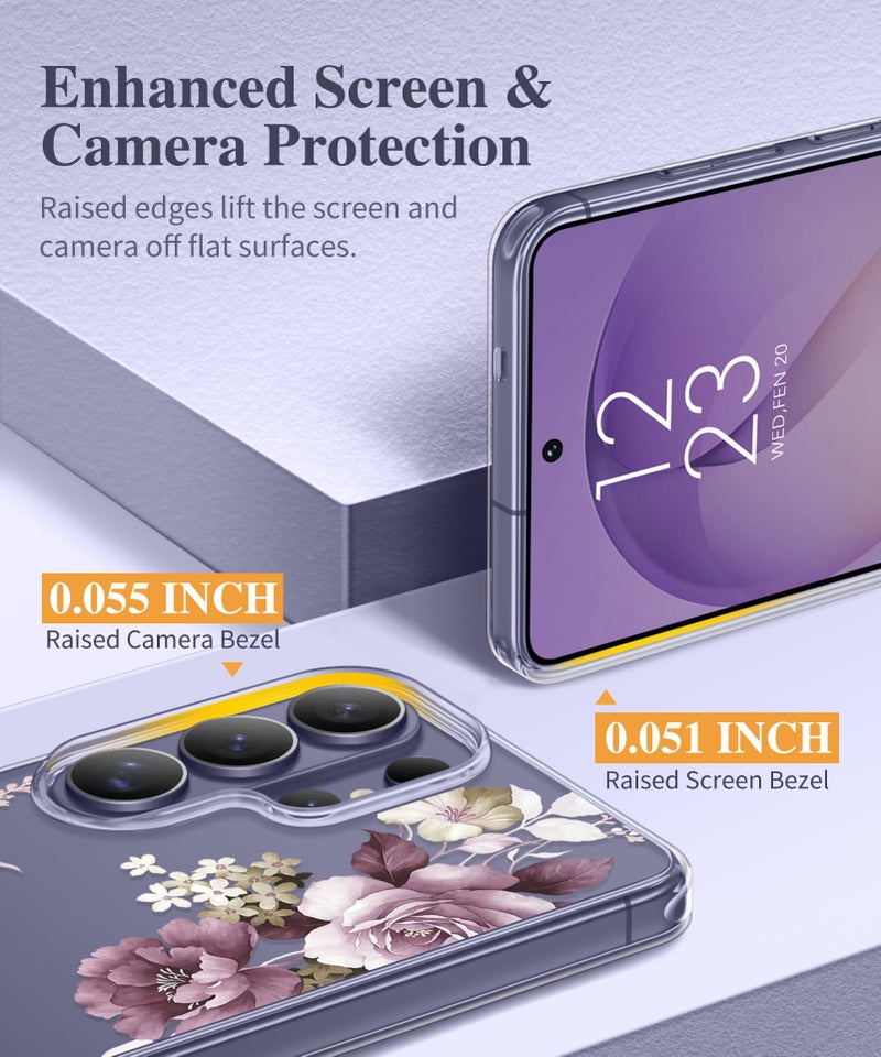 GVIEWIN for Samsung Galaxy S26 Ultra Case, Clear Floral Slim Shockproof Protective Women Phone Case, Non-Yellowing, with Screen Protector & Camera Lens Protector for S26 Ultra 6.9", Cherry Blossoms - Image 5
