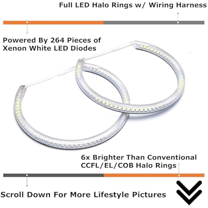 آي جدمتوي طقم إضاءة عيون الملاك LED 264SMD زينون أبيض 7000K متوافق مع BMW E36 E46 الفئة الثالثة E39 الفئة الخامسة E38 الفئة السابعة مناسب لزخرفة زينون فقط - Image 4