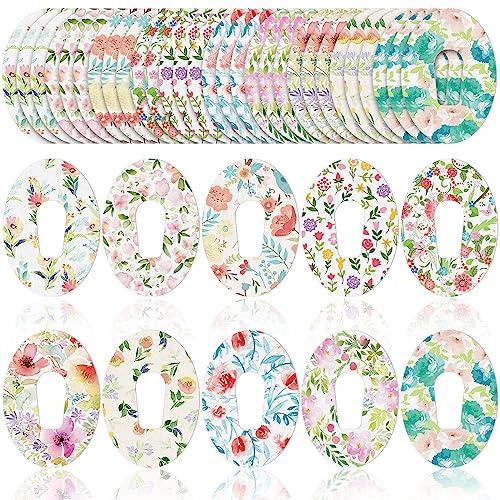 Panelee 30 Pcs 10 Styles Adhesive Patches Compatible with Dexcom Sweatproof Colorful Sensor Floral Adhesive Tape with Split Backing Continuous Glucose Monitor Protection G6394 x 276 Inches - Image 2