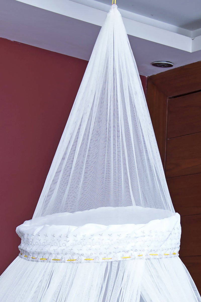 Creative Textiles Ceiling Hanging Mosquito Net I Machardani for Double Bed King Size I Polyster Canopy Circular Curtain for Bedroom I Keeps Away Insects and Flies - Multi - Image 3