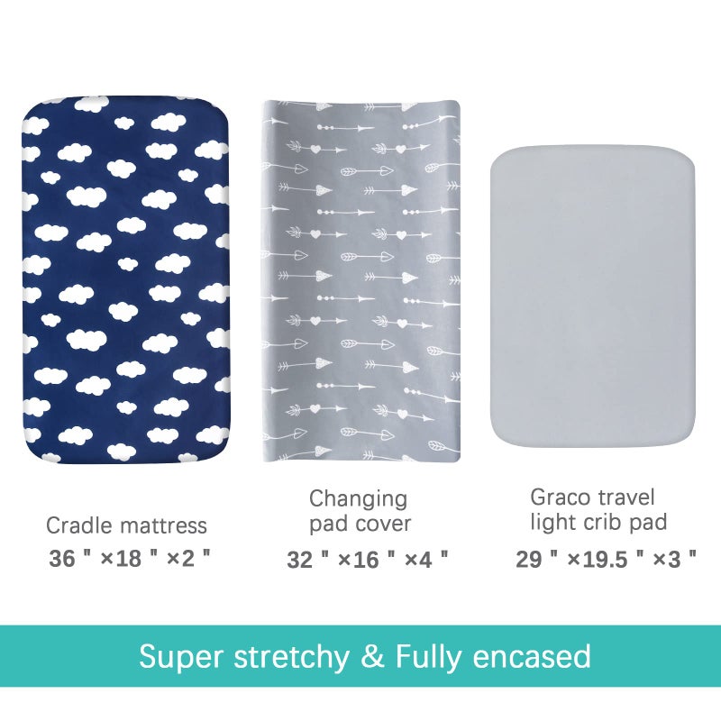 Biloban Changing Pad Cover, Diaper Changing Pad Covers 4 Pack, Fitted Baby Changing Table Sheets for 32''×16'' Change Table Pad, Cradle & Bassinet Sheets for Boys & Girls, Soft & Breathable - Image 2