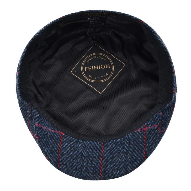 FEINION Men's Wool Tweed Newsboy Ivy Cap Gatsby Golf Flat Hat (Plaid Navy, 7 1/4) - Image 5