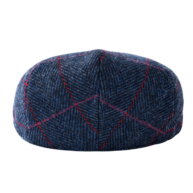 FEINION Men's Wool Tweed Newsboy Ivy Cap Gatsby Golf Flat Hat (Plaid Navy, 7 1/4) - Image 3