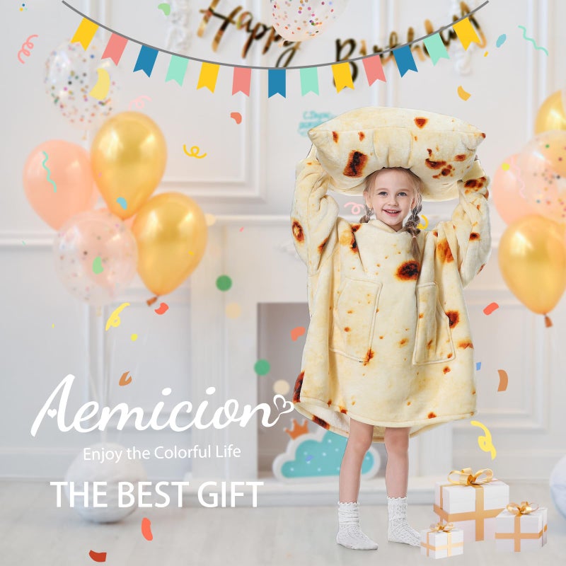 Aemicion AMIMION يمكن ارتداؤها هوديي شيربا الضخمة شيربا شيرت قميص قميص دافئ دافئ هدية بطانية مريحة للأطفال بوريتوز - Image 5