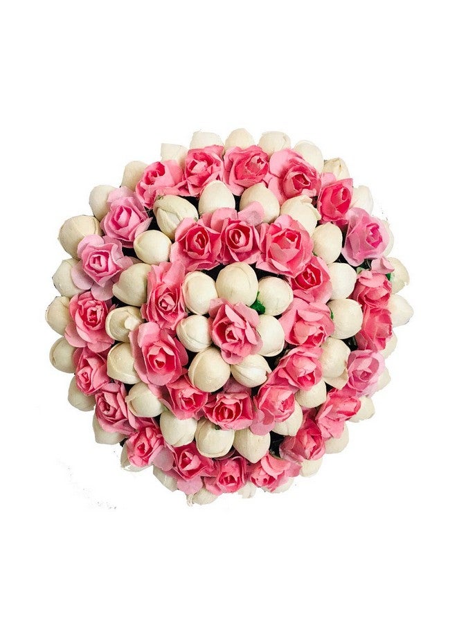 AROOMAN Artificial Flower Bun Juda Maker Flower Gajra Hair Accessories for Women and Girls Pink Color (Pack-01) - Image 1