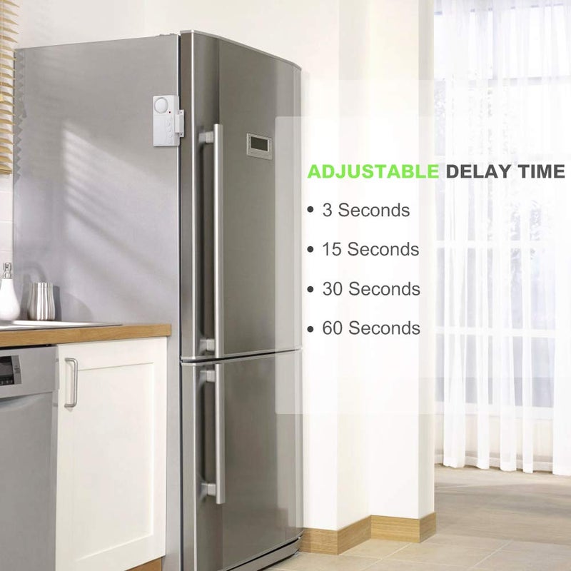 WSDCAM Freezer Door Alarm When Left Open, 3/15/30/60 Seconds Adjustable Delay Wireless Fridge Alarm, 4-in-1 Sensor Chime Door Open Loud Bells Chimes 108dB, Refrigerator Alert 2 Pack - Image 3
