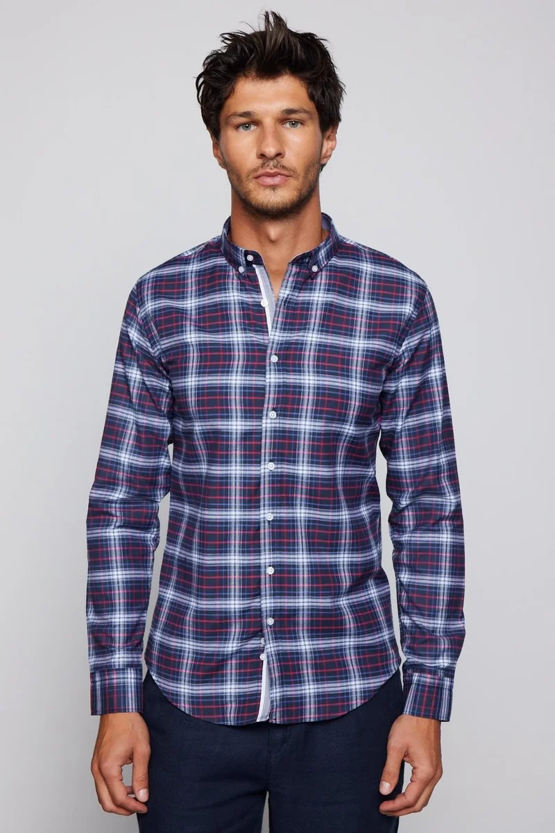 Tudors Slim Fit Checked Cotton Easy Iron Men's Shirt