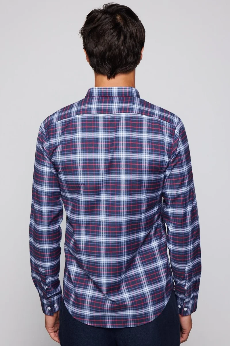 Tudors Slim Fit Checked Cotton Easy Iron Men's Shirt