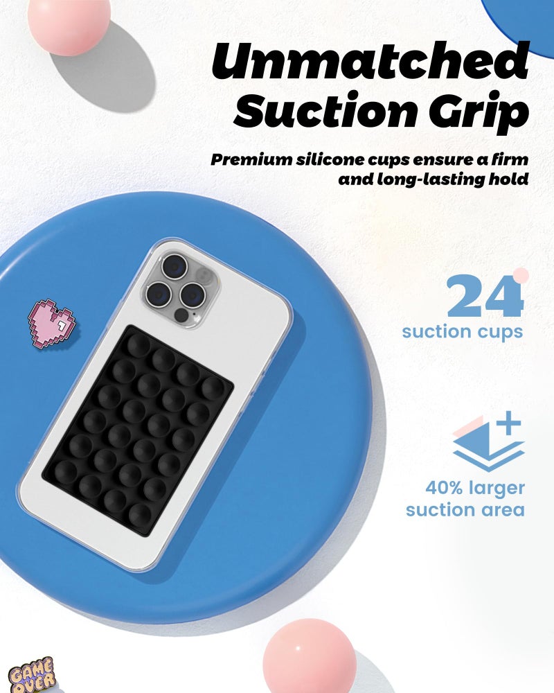 amBand Magnetic Sticky Phone Suction Grip for MagSafe, Removable for Wireless Charging, Durable Magnet Silicone Portable Mount Stand for iPhone 12 13 14 15 16 17 Series, Hands-Free Video/Selfie, Black - Image 4