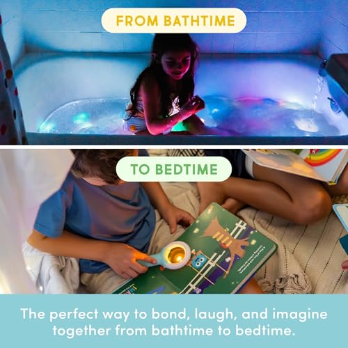 Glo Pals Blair Bath Bedtime Bundle Light Up Bath Toy with 1 Interactive Book 2 Light Cubes 1 Magic Magnifier Toddler Bath Toys Set with Storybook Character Educational Kids Bath Time Fun - Image 5