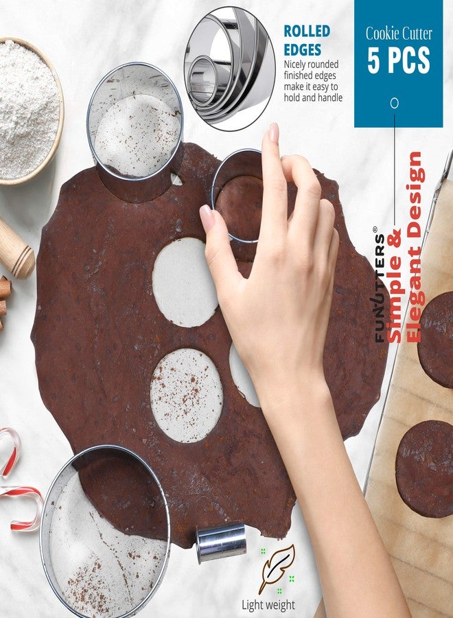 FUNUTTERS Cookie Cutter Set, 5 Pc. Kit, Measuring 1'', 2'', 3'', 4'' and 5'', Round Metal Baking Rings for Pastry, Biscuits, and Dough Cutting, Heavy Duty and Reusable, Multiple Sizes - Image 4