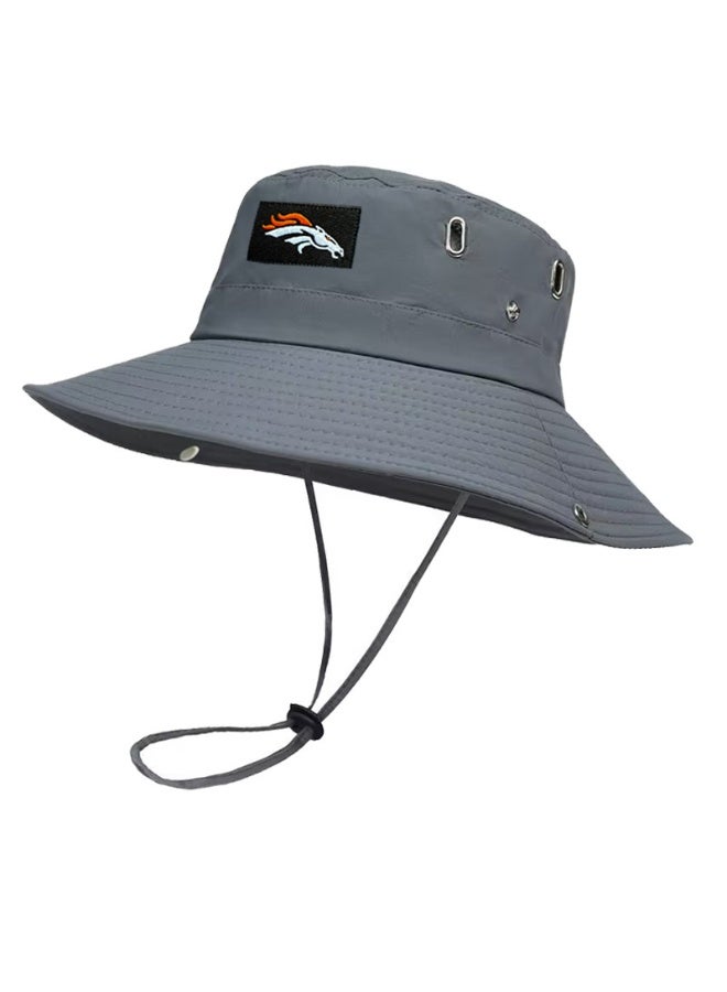 Denver Broncos Grey Wide-Brim  Bucket Hat with Adjustable Chin Strap