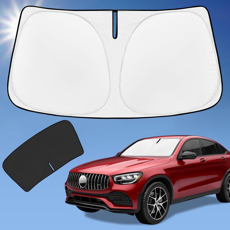Sun Shade Sunshade for 20162025 MercedesBenz GLC300 GLK SUV Windshield Cover 4Layer Front Window Shade Custom fit Sun Visor 240T Retractable Shield Shade Blocks UV Rays Cooler Car Accessories