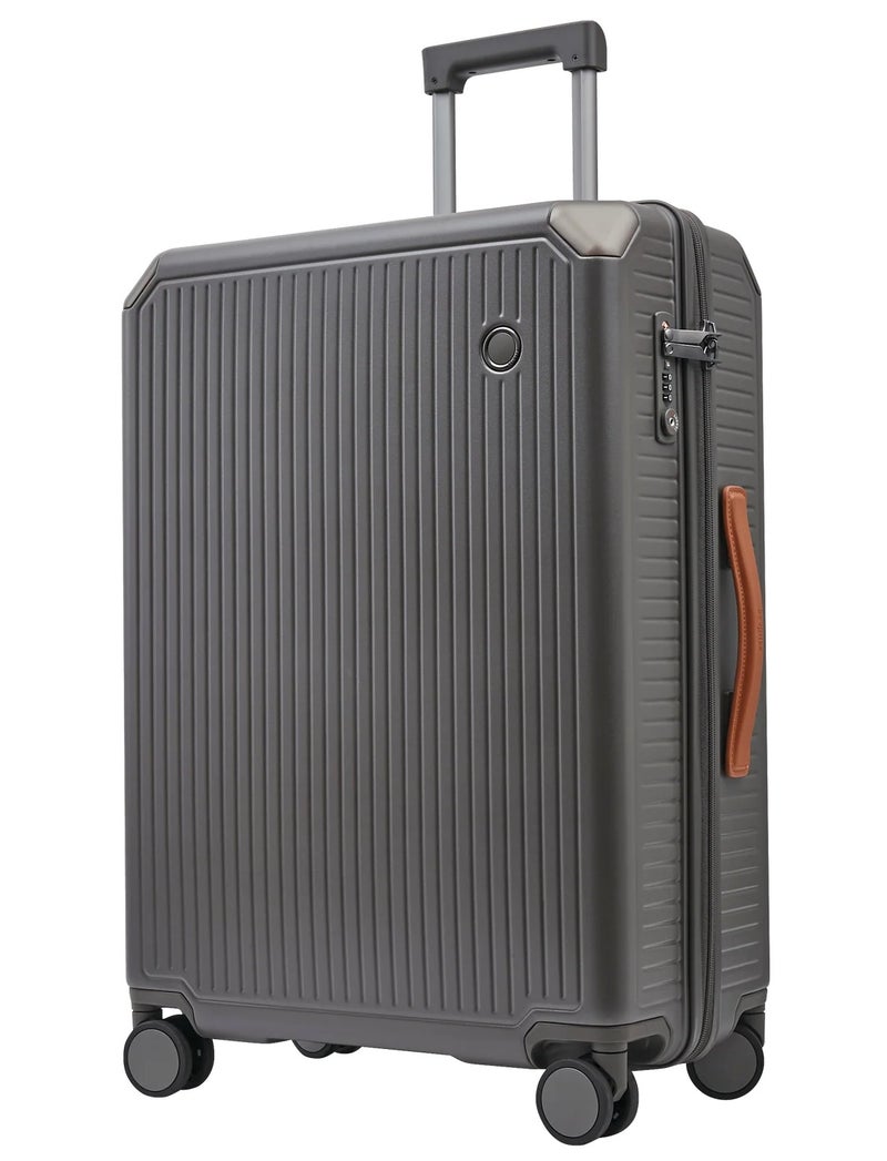 Echolac Shogun 24-Inch Hardside 4-Double Wheeled Medium Non-Expandable Check In Luggage Trolley - Grey - Image 3