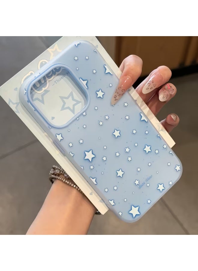 Temu Stylish iPhone case with a large and small white star pattern, shockproof and scratch-resistant cover, compatible with iPhone 14 Pro Max