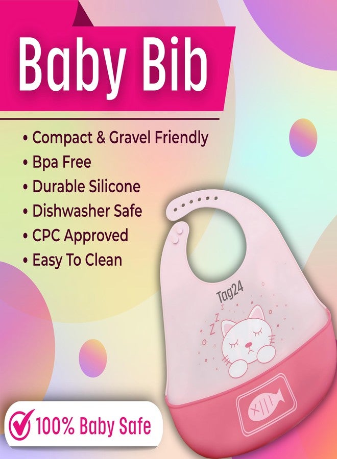 TAG24 Baby Bib for Feeding and Weaning Babies and Toddlers | Waterproof, Washable, Reusable | Adjustable Neckline with Buttons | Easy to Clean and Non-Messy Design (Cat) - Image 2