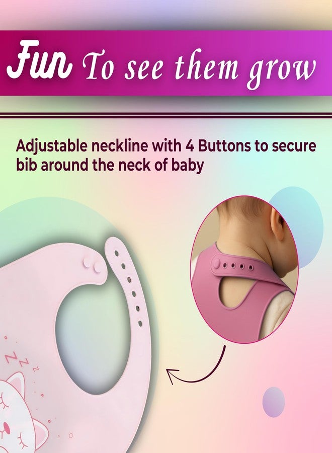 TAG24 Baby Bib for Feeding and Weaning Babies and Toddlers | Waterproof, Washable, Reusable | Adjustable Neckline with Buttons | Easy to Clean and Non-Messy Design (Cat) - Image 3