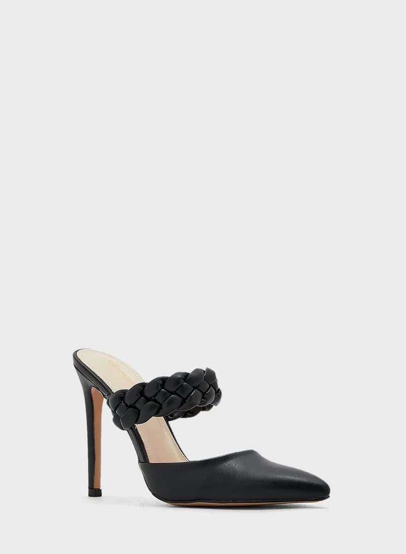 Ginger Plaited Strap Slip On Pointed Pumpblack