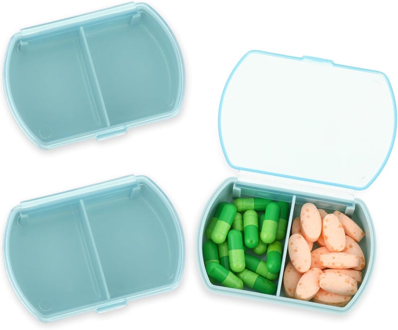 Sibba Pill Organizer 2 PCS Medicine Case Box Medication Holder Kit Daily Supplement Storage Container Portable for Pocket Pillbox Cases Bottle Compact Vitamin Dispenser 7 Day Holders Travel