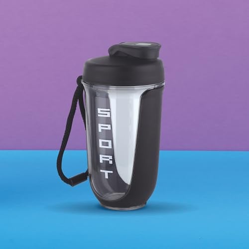 ATTRO Fit Fusion Shaker Bottle 600ml – BPA-Free Protein Mixer with Wire Whisk Ball | Leakproof Lid, Easy Carry Strap | Ideal for Gym, Fitness, Pre/Post Workout Drinks- Black - Image 4