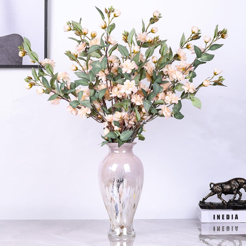 oliruim 11.8" Tall Pink White Blown Glass Vase, Colorful Opaque Glass Vase, Unique Design Wide Mouth Art Decoration for Home, Living Room, Dining Table, Pampas Grass Decor (Pink White) - Image 4
