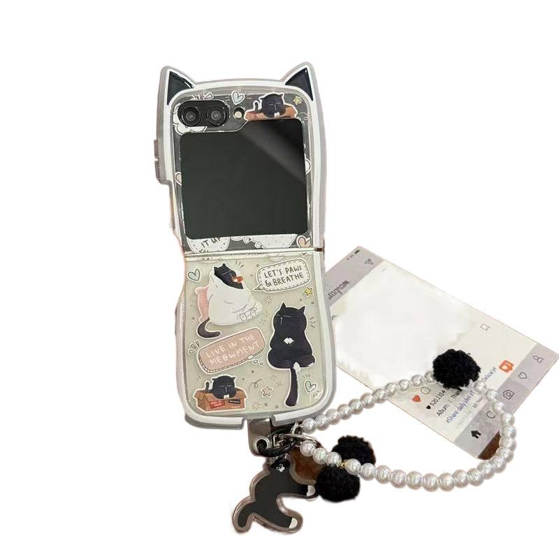 غطاء واقي | TPU | Mint | نقش القطة | حبل تعليق | لـ Samsung Galaxy Z Flip 5 - Image 3