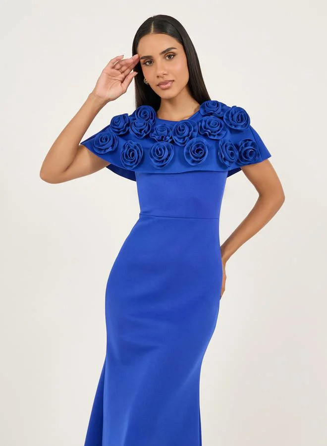 Styli Flower Corsage A-Line Maxi Dress