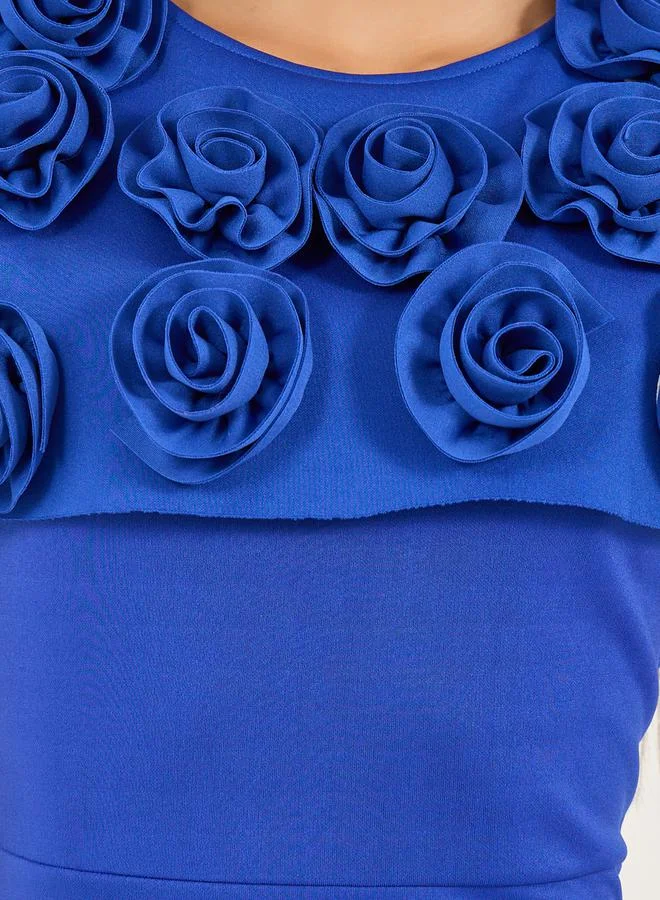 Styli Flower Corsage A-Line Maxi Dress