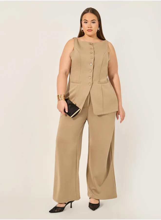 ستايلي Solid Wide leg tailored trouser