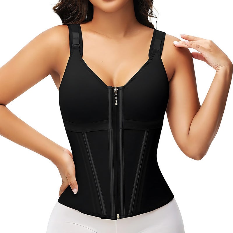 New Zipper Double-Layer Mesh Plastic Tight Waist And Abdominal Vest Women'S Sports Body Shaping Tops - Image 1