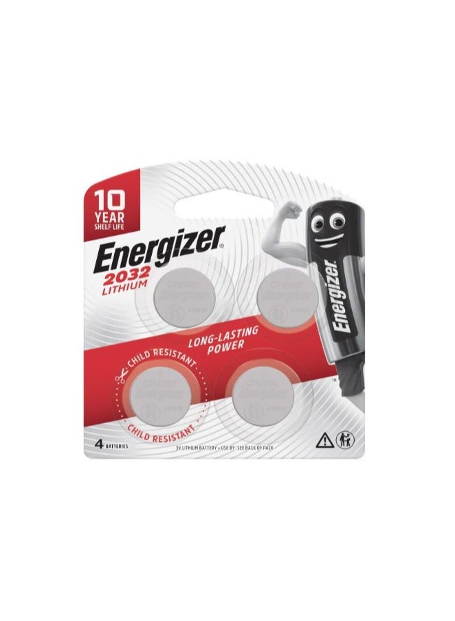 Energizer 4-Pieces Energizer CR2032 Batteries Lithium 3V
